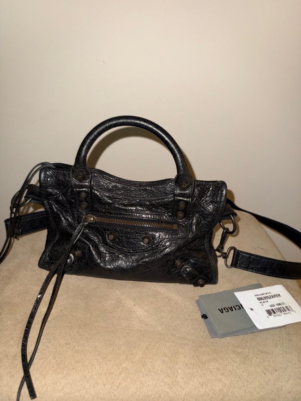 Balenciaga Mini City Satchel in Black Leather